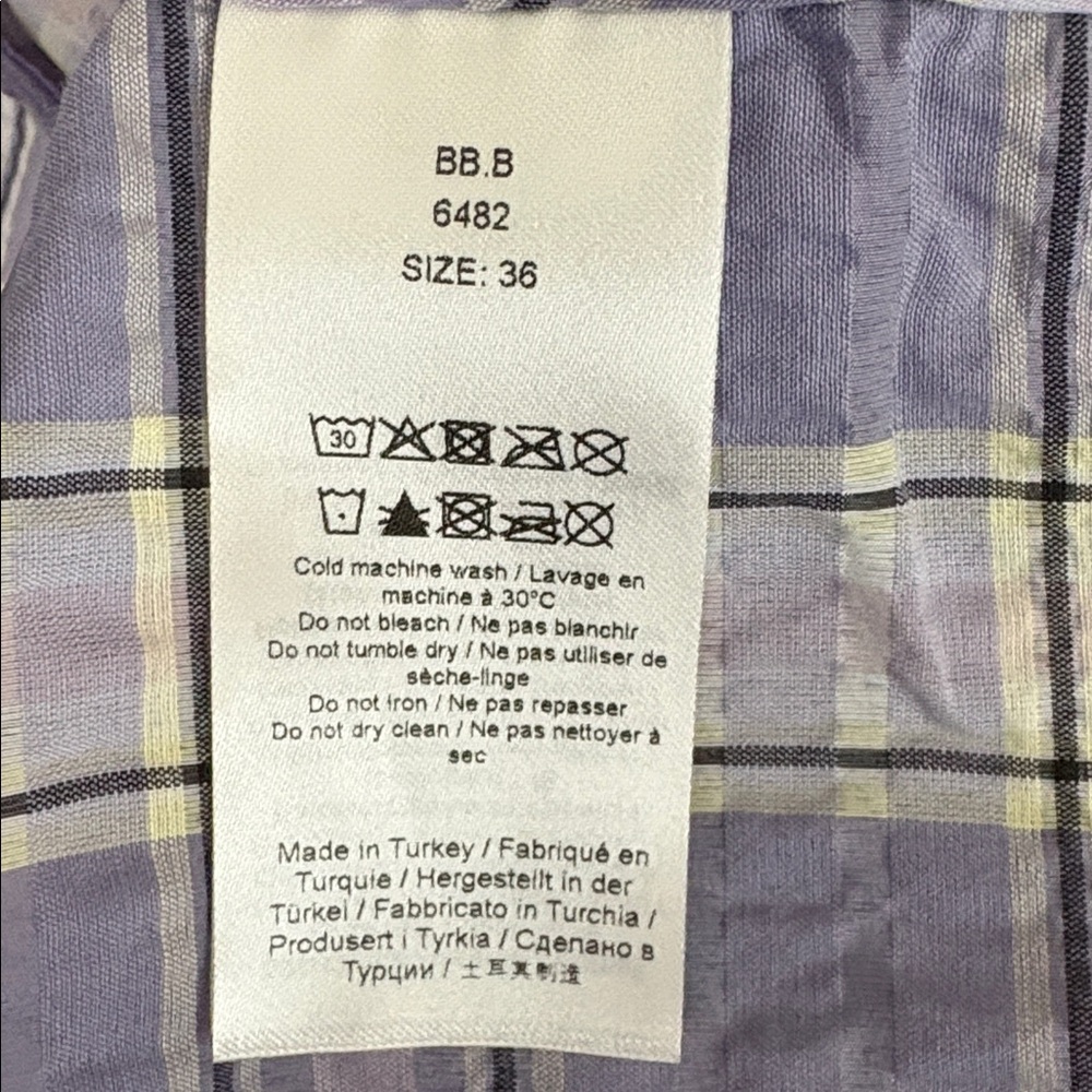 Ganni Check Seersucker Check V Neck Blouse in Persian Violet Check - Size Small - Picture 7 of 10